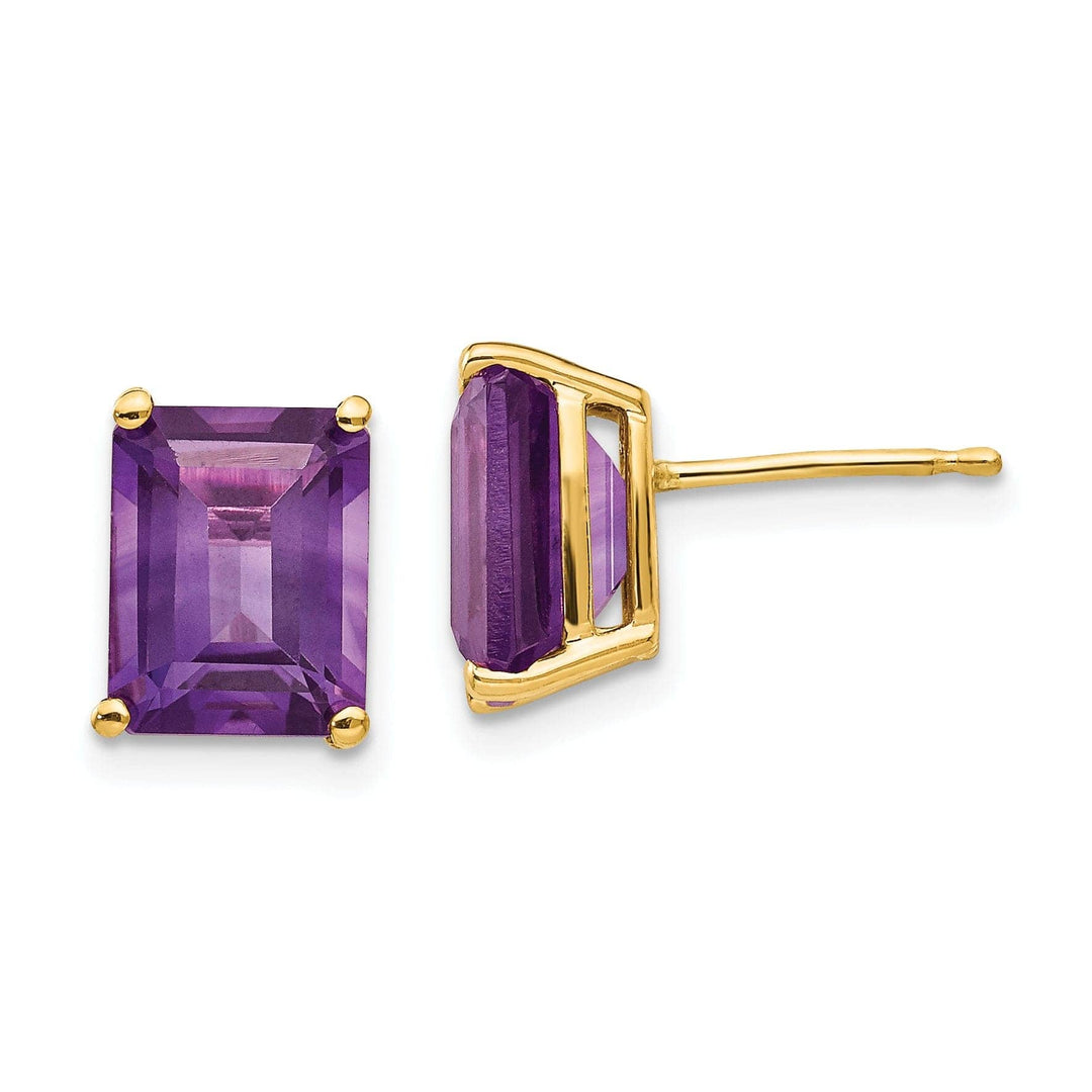 Lovely Rita's Earrings 14k Yellow Gold Emerald Cut Amethyst Earring