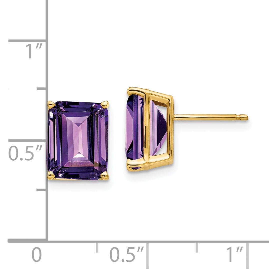 Lovely Rita's Earrings 14k Yellow Gold Emerald Cut Amethyst Earring