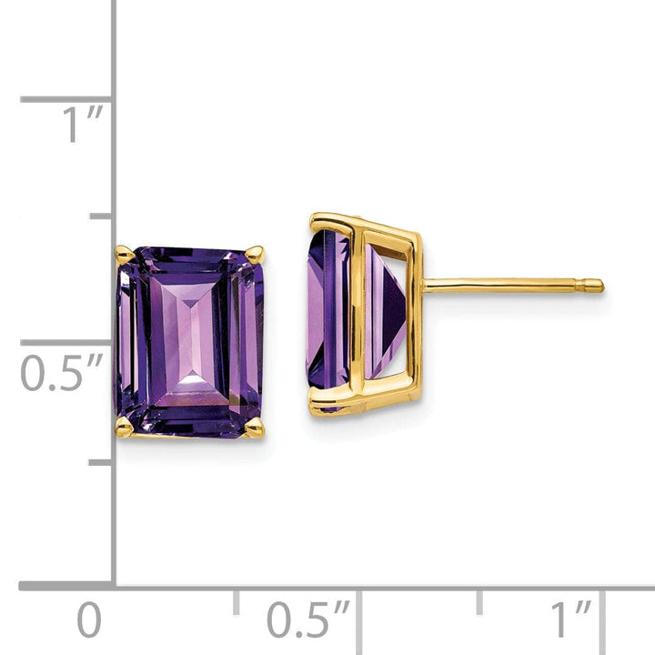 Lovely Rita's Earrings 14k Yellow Gold Emerald Cut Amethyst Earring