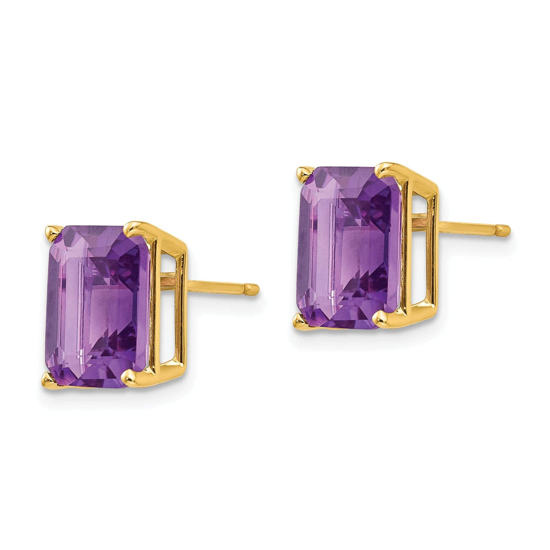 Lovely Rita's Earrings 14k Yellow Gold Emerald Cut Amethyst Earring