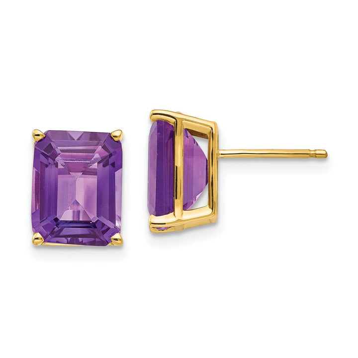 Lovely Rita's Earrings 14k Yellow Gold Emerald Cut Amethyst Earring