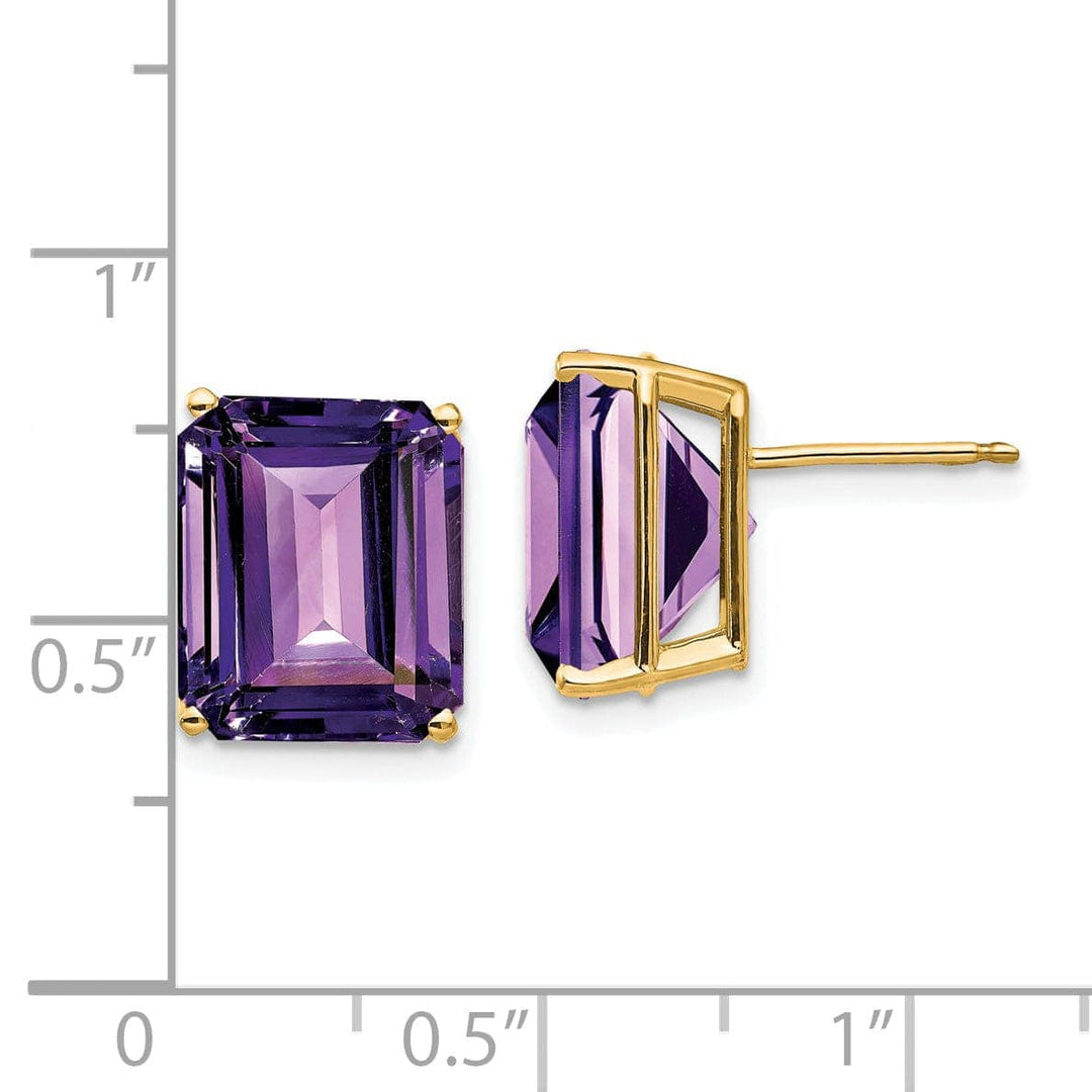 Lovely Rita's Earrings 14k Yellow Gold Emerald Cut Amethyst Earring