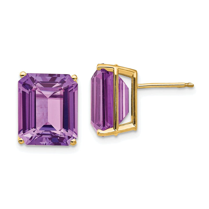 Lovely Rita's Earrings 14k Yellow Gold Emerald Cut Amethyst Earring