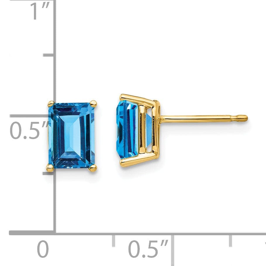Lovely Rita's Earrings 14k Yellow Gold Emerald Cut Blue Topaz Earring