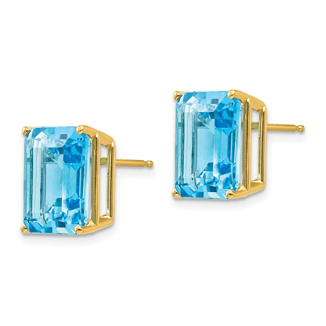 Lovely Rita's Earrings 14k Yellow Gold Emerald Cut Blue Topaz Earring