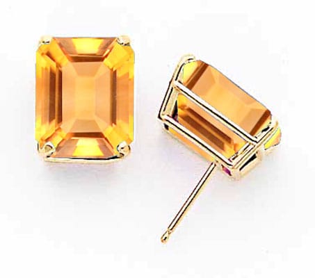 Lovely Rita's Earrings 14k Yellow Gold Emerald Cut Citrine Earring