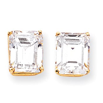 Lovely Rita's Earrings 14k Yellow Gold Emerald Cut Cubic Zirconia Earring