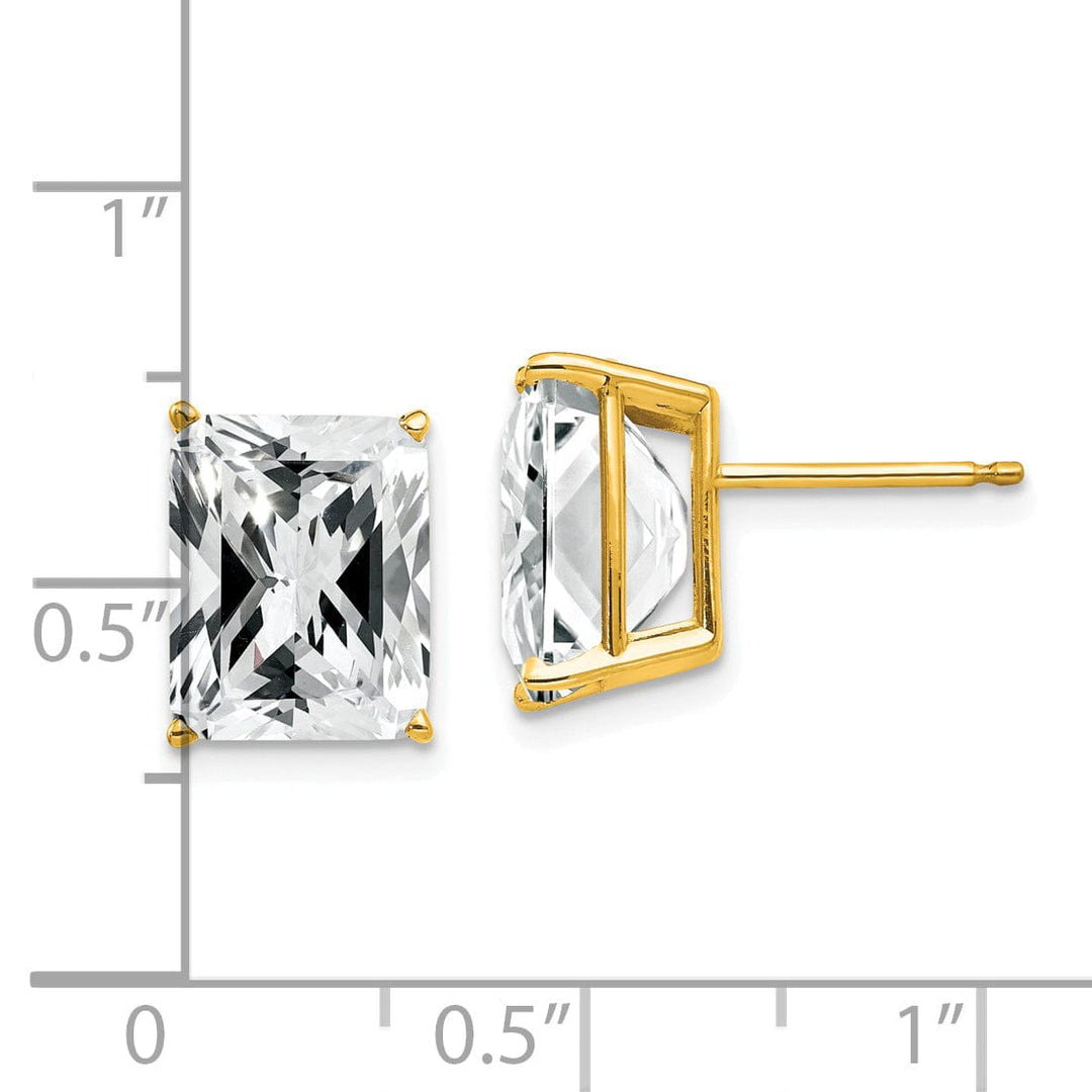 Lovely Rita's Earrings 14k Yellow Gold Emerald Cut Cubic Zirconia Earring
