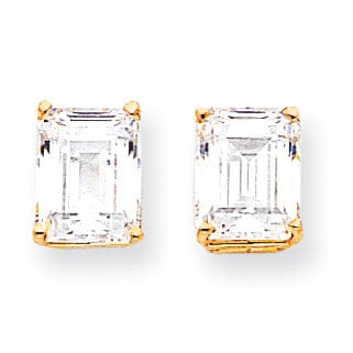 Lovely Rita's Earrings 14k Yellow Gold Emerald Cut Cubic Zirconia Earring