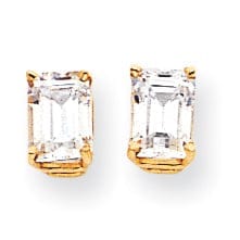 Lovely Rita's Earrings 14k Yellow Gold Emerald Cut Cubic Zirconia Earring