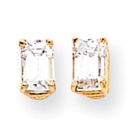 Lovely Rita's Earrings 14k Yellow Gold Emerald Cut Cubic Zirconia Earring