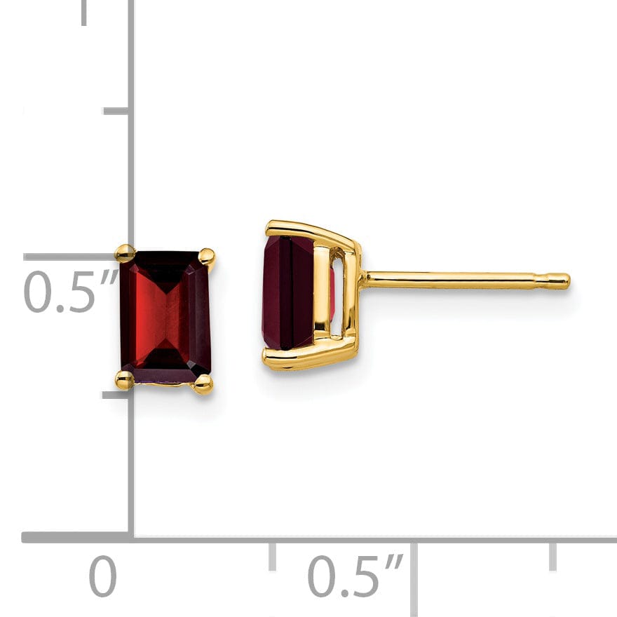 Lovely Rita's Earrings 14k Yellow Gold Emerald Cut Garnet Earring