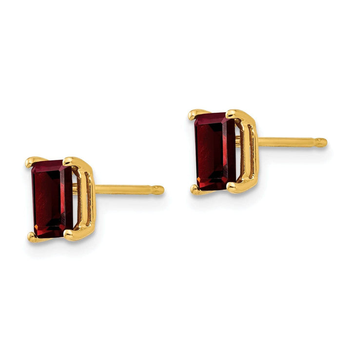 Lovely Rita's Earrings 14k Yellow Gold Emerald Cut Garnet Earring