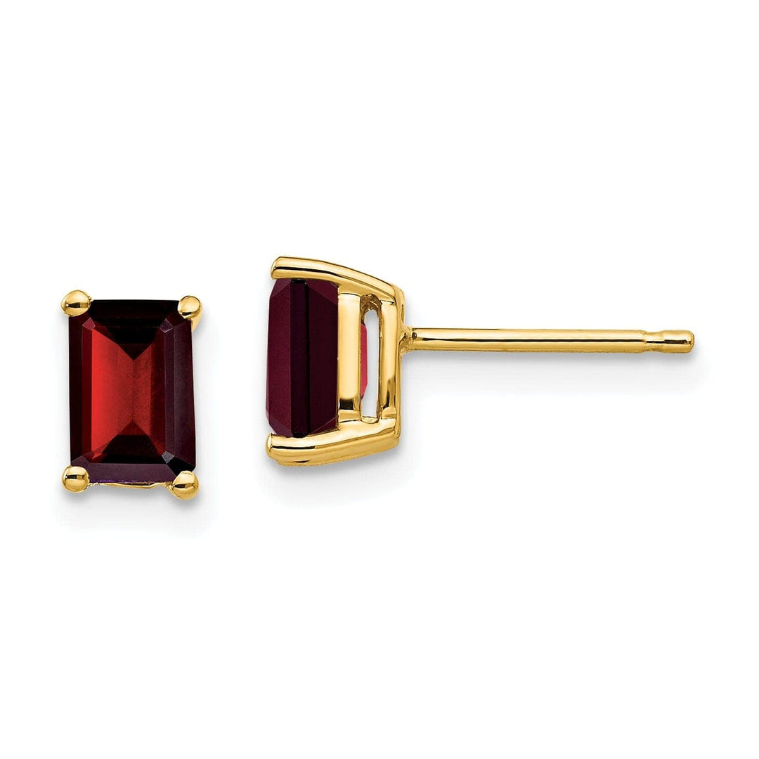 Lovely Rita's Earrings 14k Yellow Gold Emerald Cut Garnet Earring