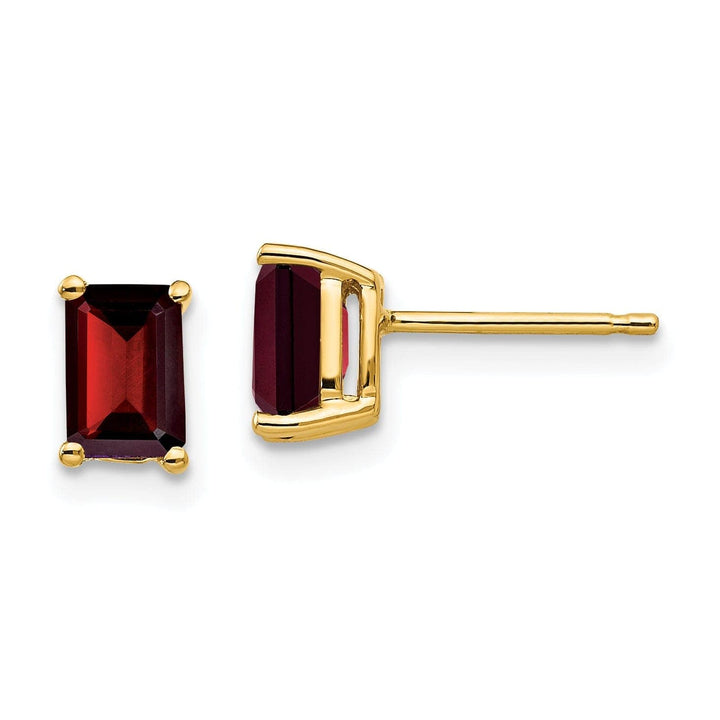 Lovely Rita's Earrings 14k Yellow Gold Emerald Cut Garnet Earring