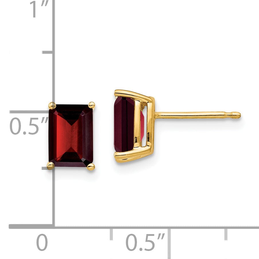 Lovely Rita's Earrings 14k Yellow Gold Emerald Cut Garnet Earring