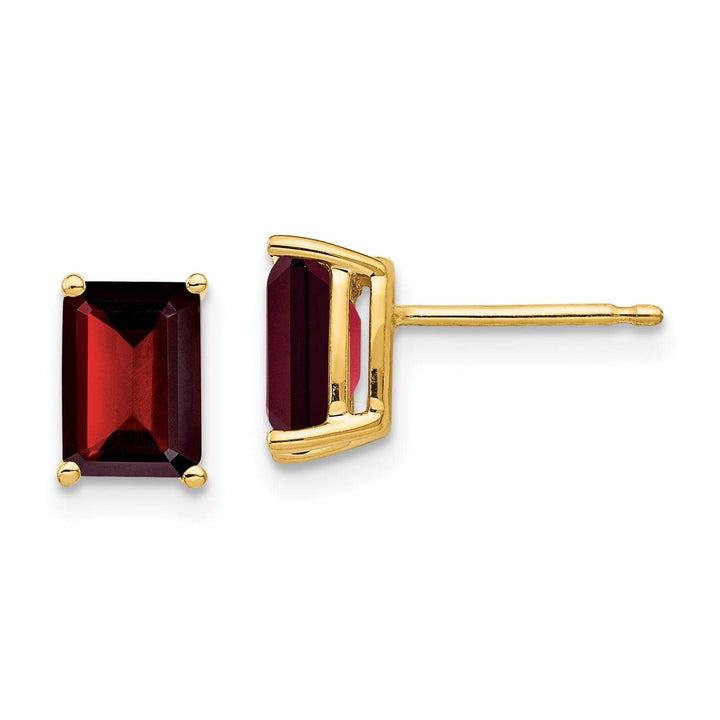 Lovely Rita's Earrings 14k Yellow Gold Emerald Cut Garnet Earring