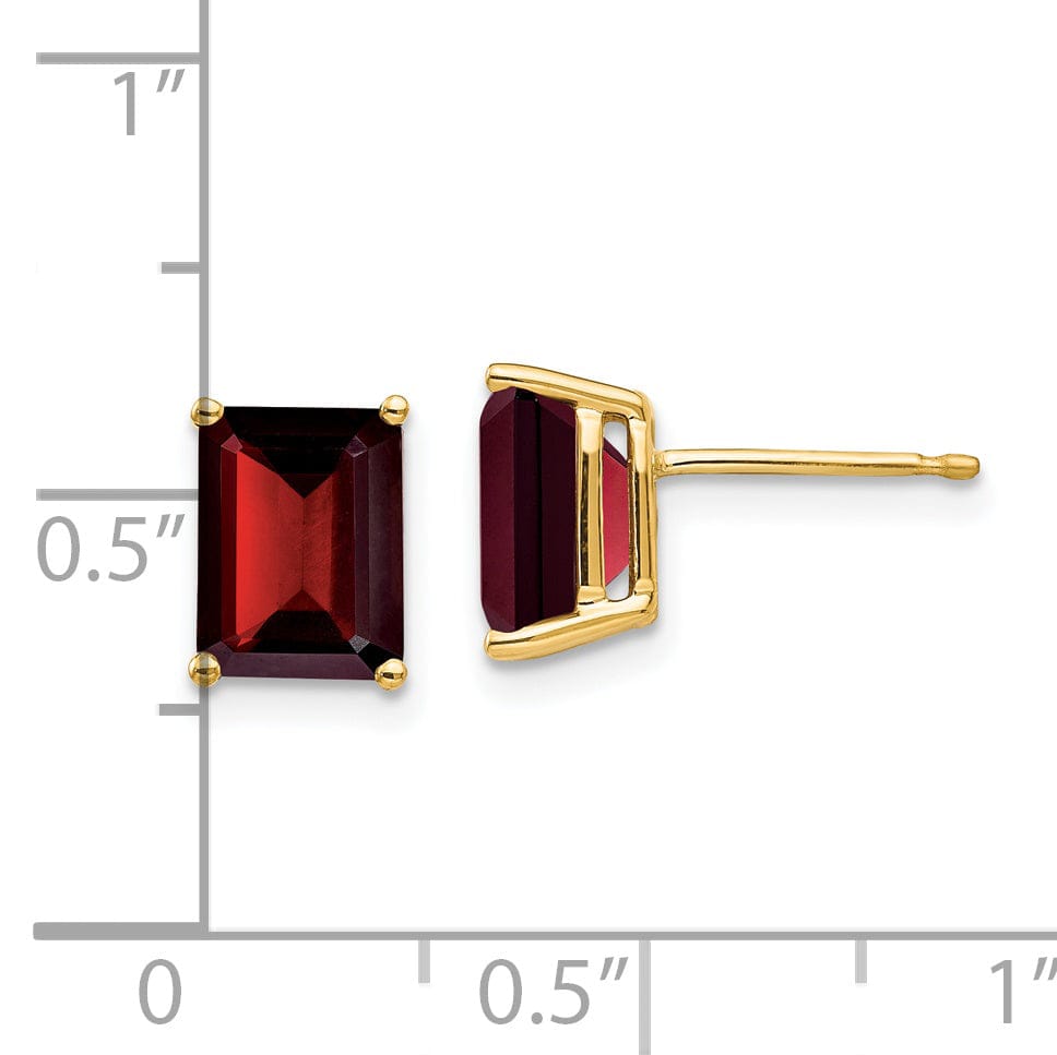 Lovely Rita's Earrings 14k Yellow Gold Emerald Cut Garnet Earring