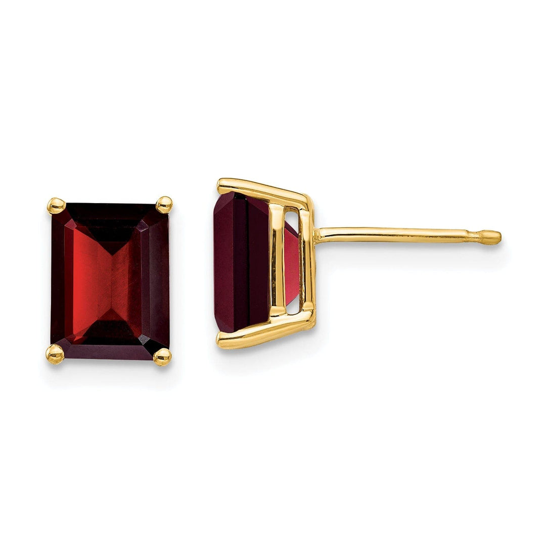 Lovely Rita's Earrings 14k Yellow Gold Emerald Cut Garnet Earring