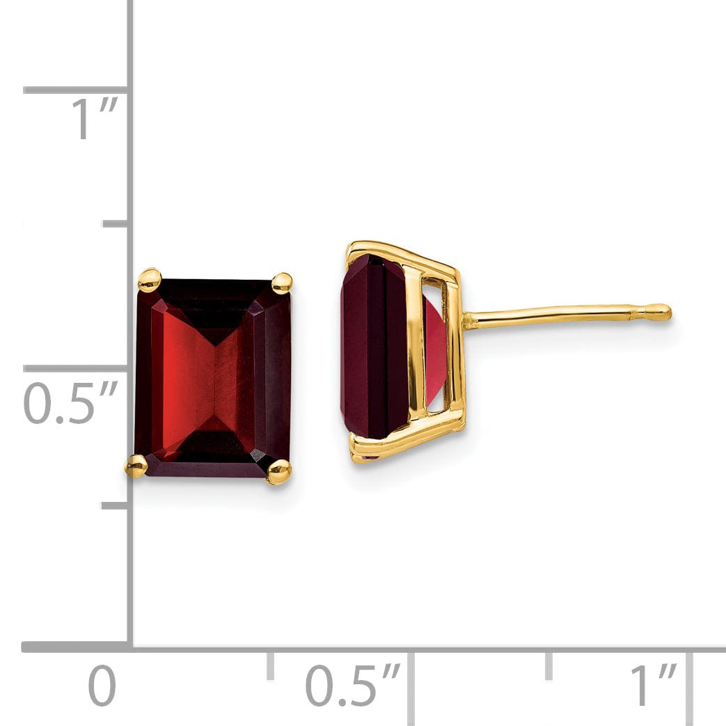 Lovely Rita's Earrings 14k Yellow Gold Emerald Cut Garnet Earring