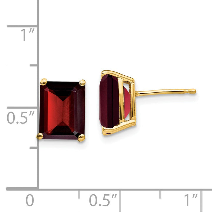 Lovely Rita's Earrings 14k Yellow Gold Emerald Cut Garnet Earring