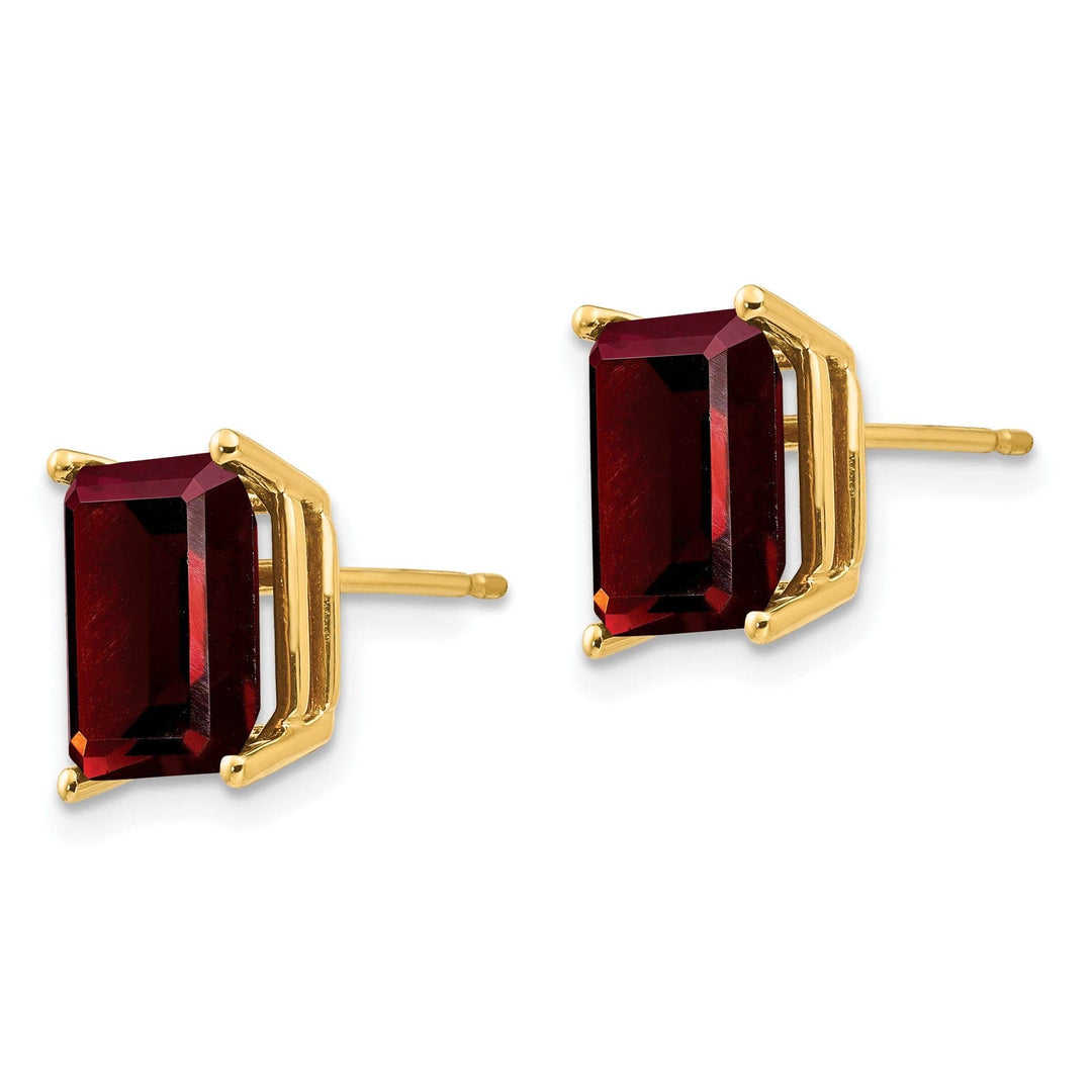 Lovely Rita's Earrings 14k Yellow Gold Emerald Cut Garnet Earring