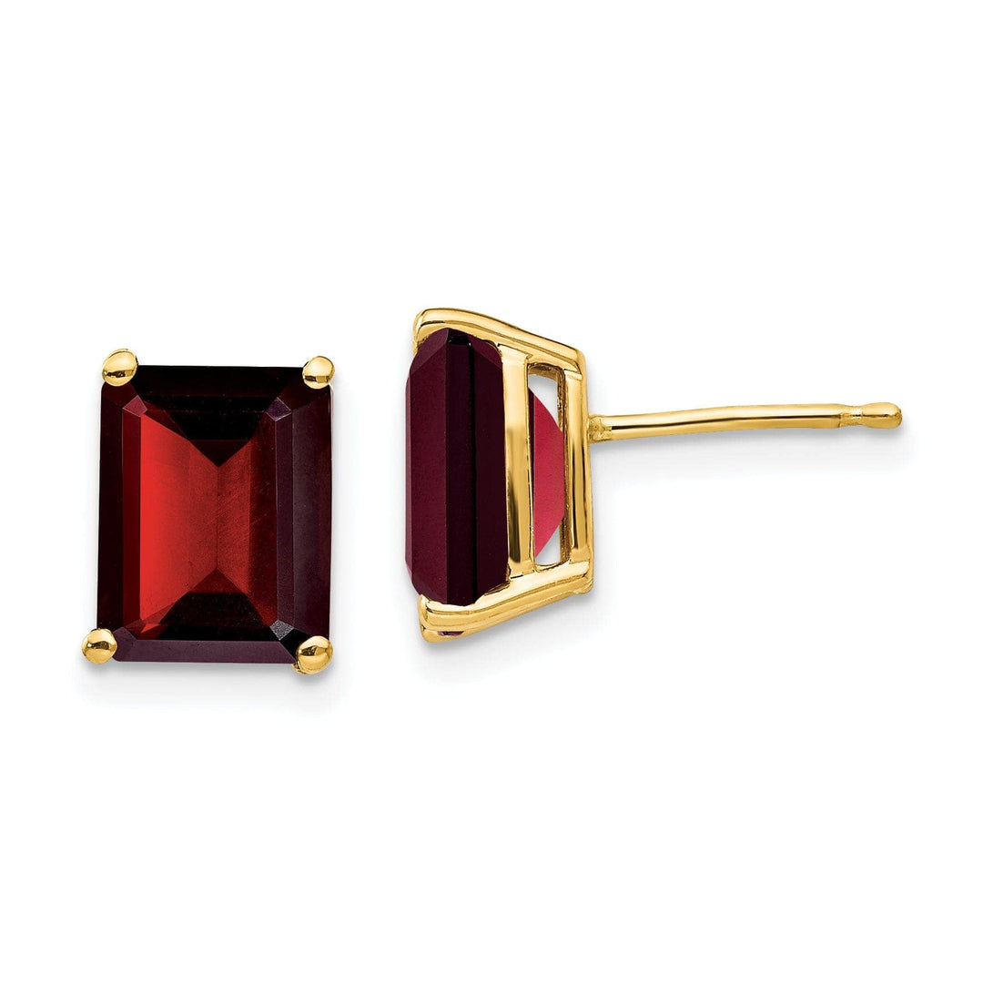 Lovely Rita's Earrings 14k Yellow Gold Emerald Cut Garnet Earring