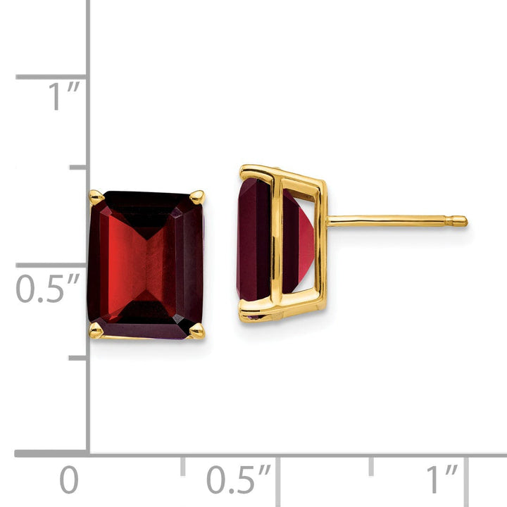Lovely Rita's Earrings 14k Yellow Gold Emerald Cut Garnet Earring