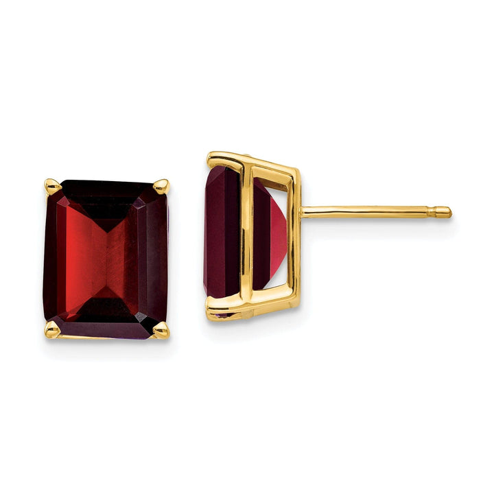 Lovely Rita's Earrings 14k Yellow Gold Emerald Cut Garnet Earring