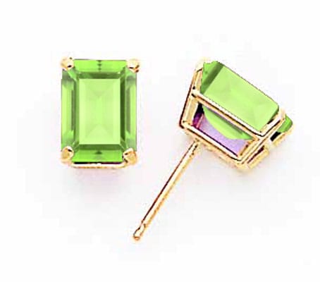 Lovely Rita's Earrings 14k Yellow Gold Emerald Cut Peridot Earring