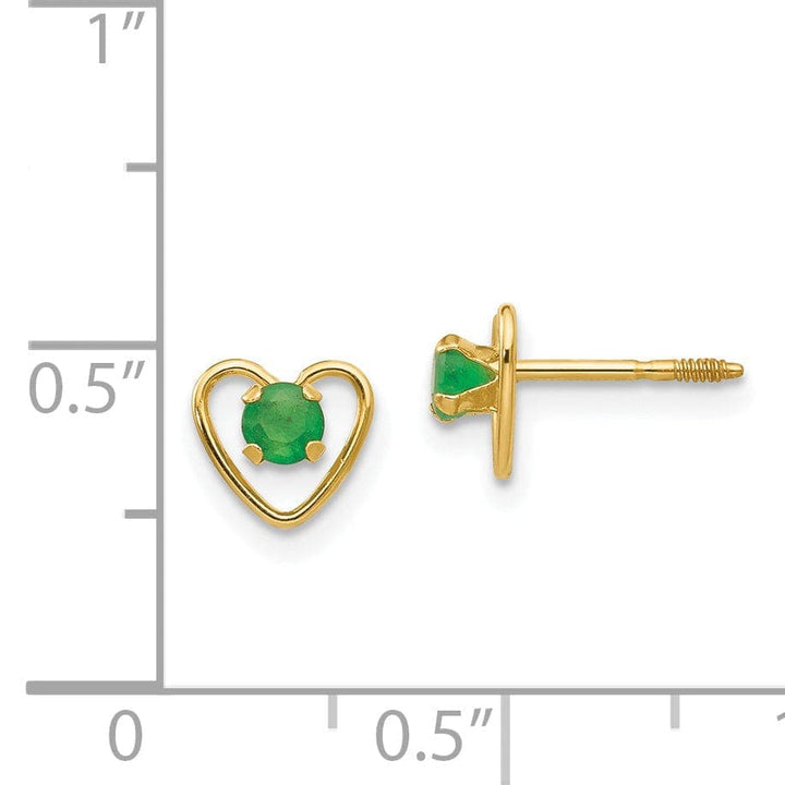 Lovely Rita's Earrings 14k Yellow Gold Emerald Heart Earrings