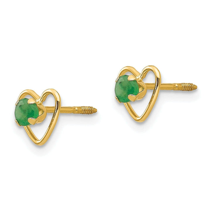Lovely Rita's Earrings 14k Yellow Gold Emerald Heart Earrings