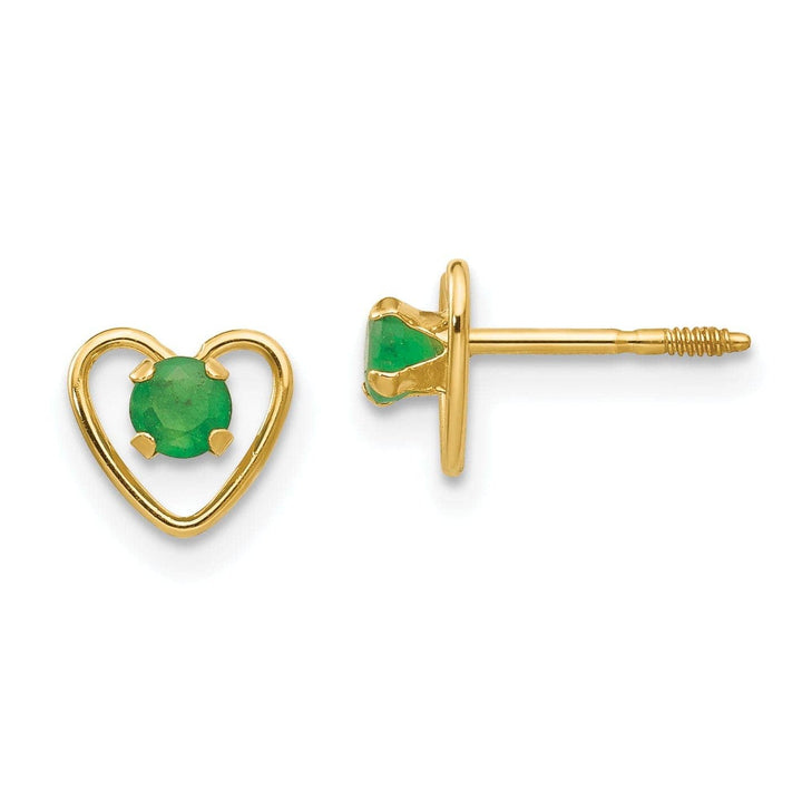 Lovely Rita's Earrings 14k Yellow Gold Emerald Heart Earrings