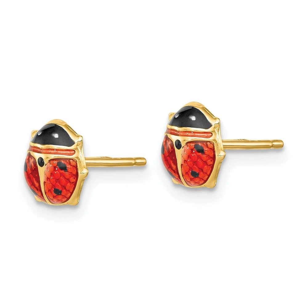 Lovely Rita's Earrings 14k Yellow Gold Enameled Ladybug Earrings