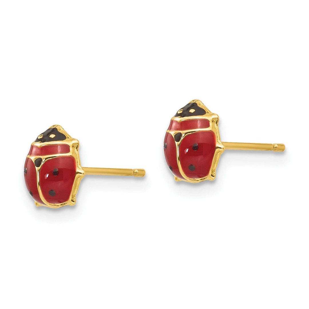 Lovely Rita's Earrings 14k Yellow Gold Enameled Ladybug Post Earrings
