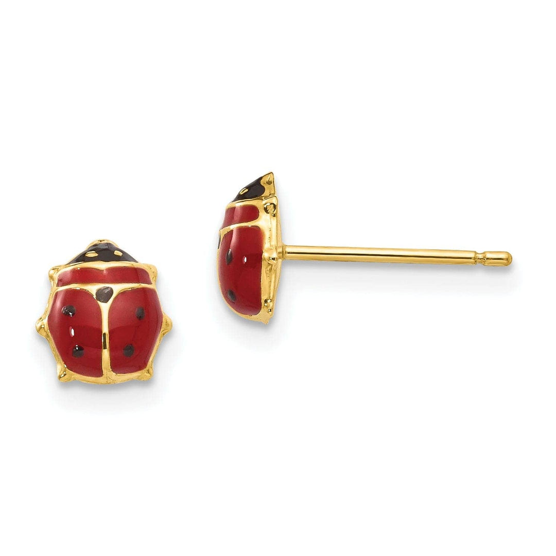 Lovely Rita's Earrings 14k Yellow Gold Enameled Ladybug Post Earrings