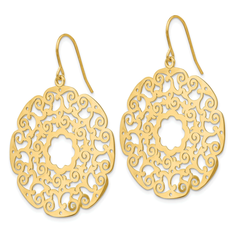 Lovely Rita's Earrings 14k Yellow Gold Fancy Lace Filigree Dangle Earring