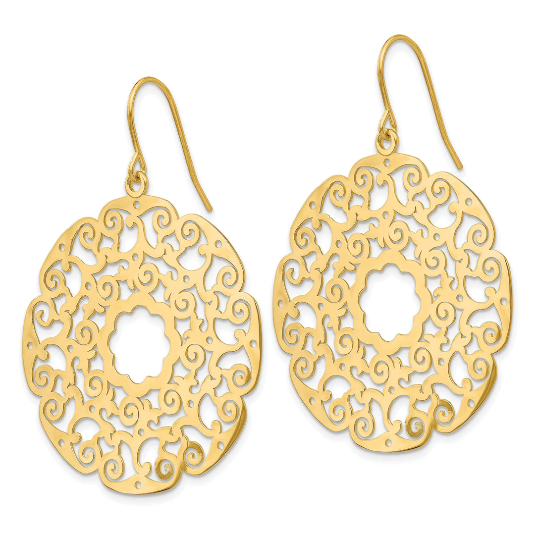 Lovely Rita's Earrings 14k Yellow Gold Fancy Lace Filigree Dangle Earring