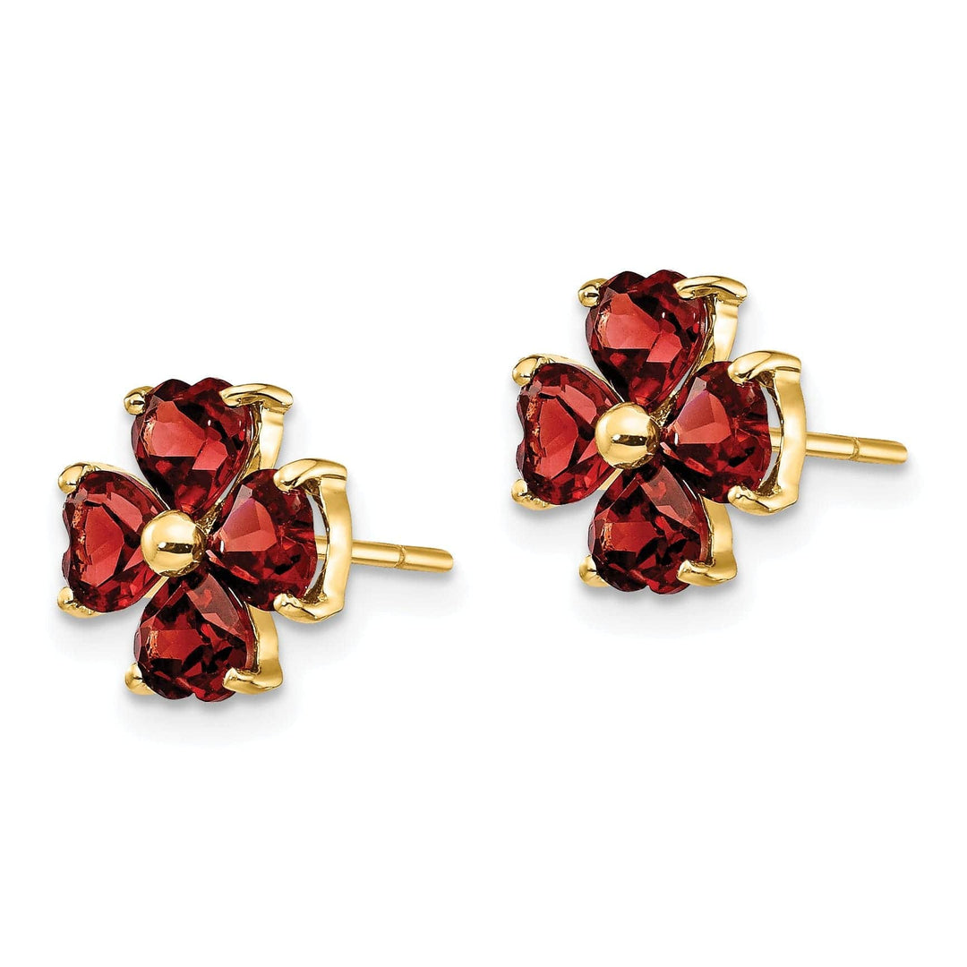 Lovely Rita's Earrings 14k Yellow Gold Garnet Flower Post Earrings