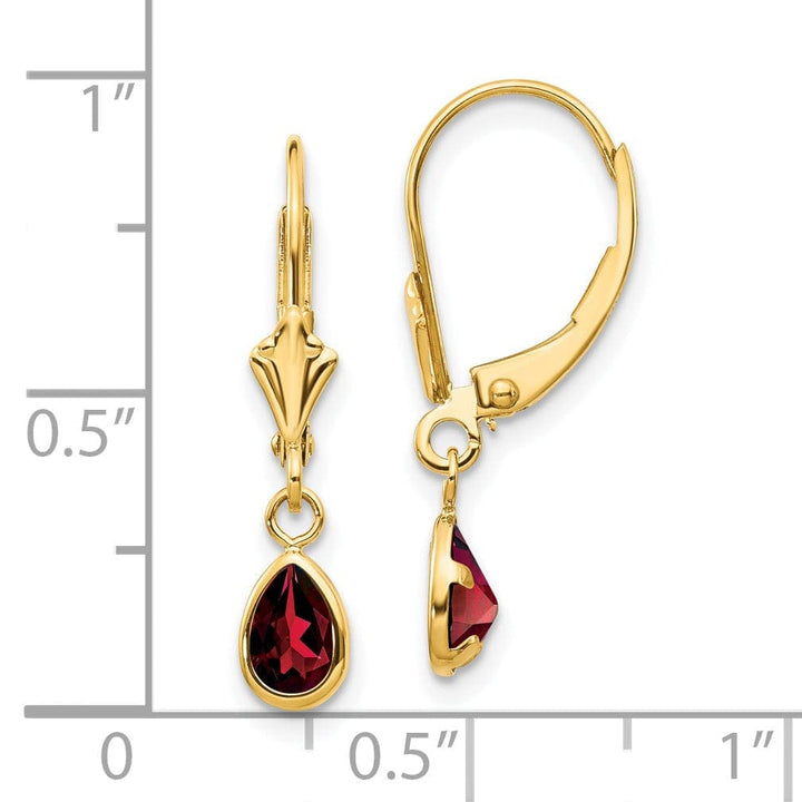 Lovely Rita's Earrings 14k Yellow Gold Genuine Garnet Birthstone Earrings