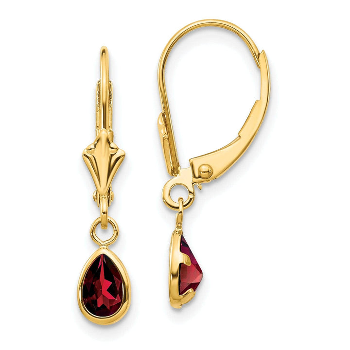 Lovely Rita's Earrings 14k Yellow Gold Genuine Garnet Birthstone Earrings