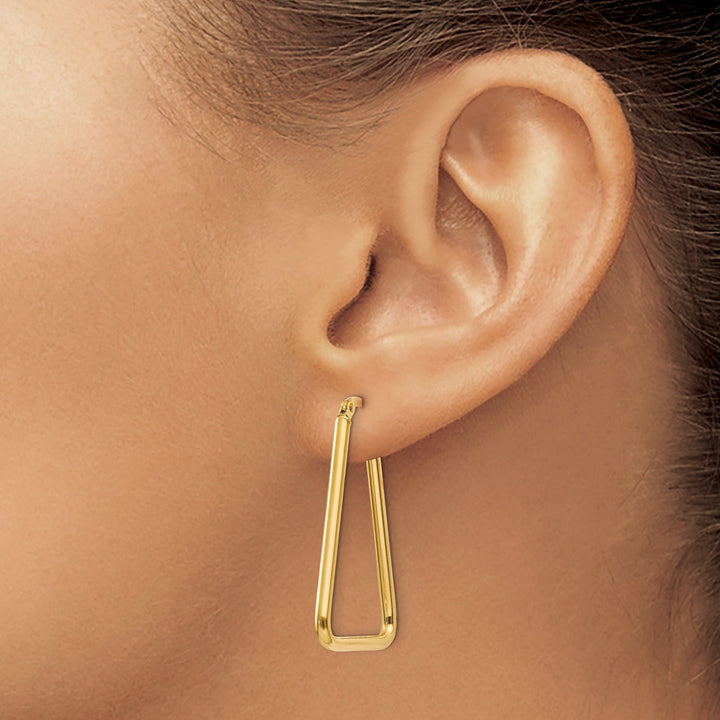 Lovely Rita's Earrings 14k Yellow Gold Geometric Shape Hoop Earrings