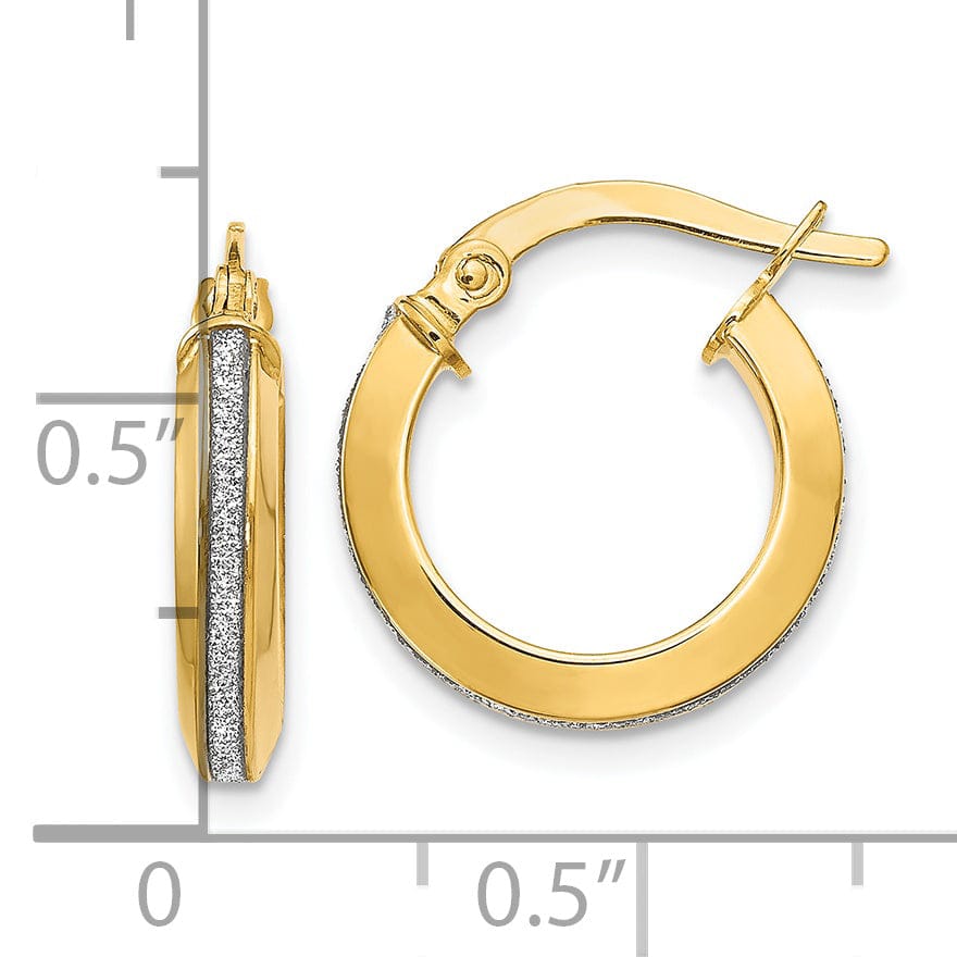 Lovely Rita's Earrings 14k Yellow Gold Glimmer Infused Hoop Earrings