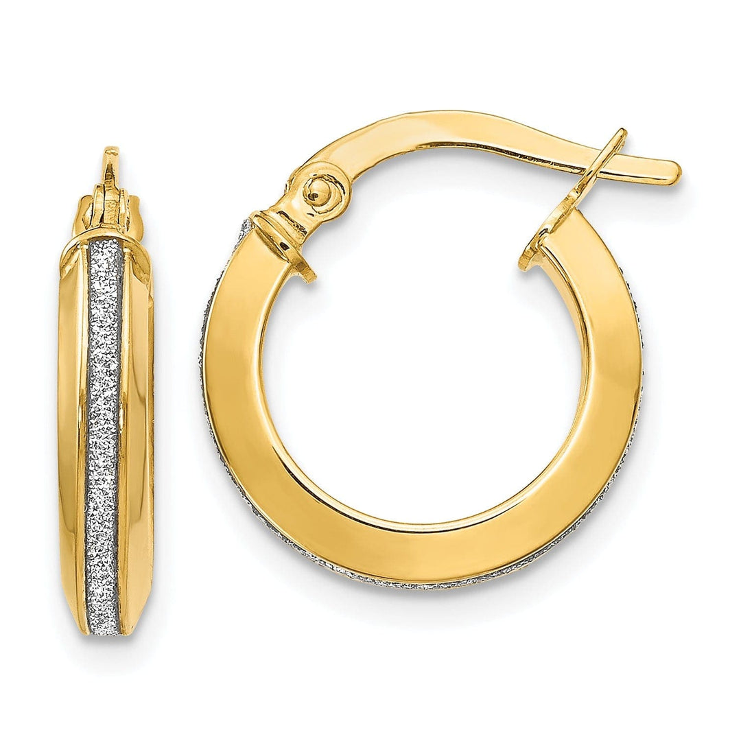 Lovely Rita's Earrings 14k Yellow Gold Glimmer Infused Hoop Earrings
