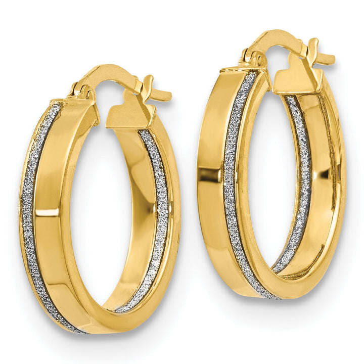 Lovely Rita's Earrings 14k Yellow Gold Glimmer Infused Hoop Earrings