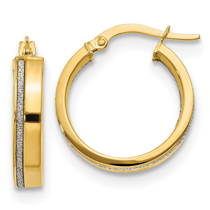 Lovely Rita's Earrings 14k Yellow Gold Glimmer Infused Hoop Earrings