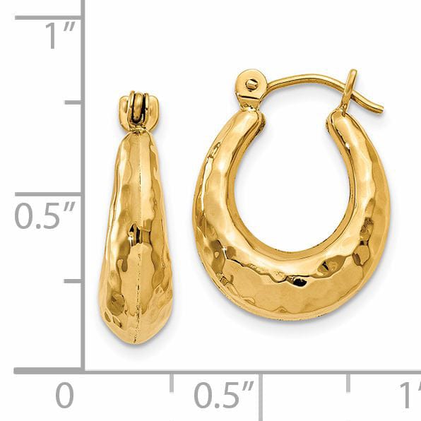 Lovely Rita's Earrings 14k Yellow Gold Hammered Fancy Hoop Earrings