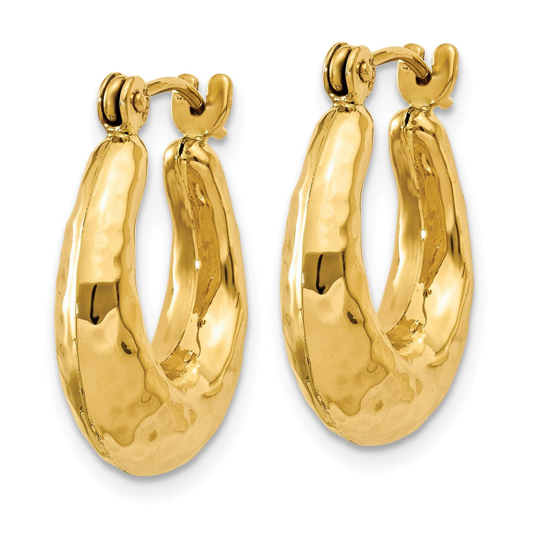 Lovely Rita's Earrings 14k Yellow Gold Hammered Fancy Hoop Earrings