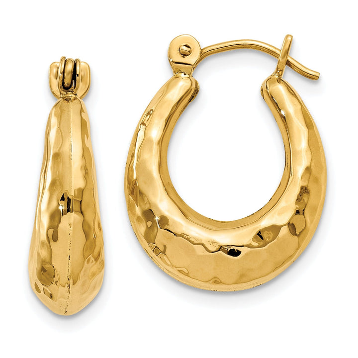 Lovely Rita's Earrings 14k Yellow Gold Hammered Fancy Hoop Earrings