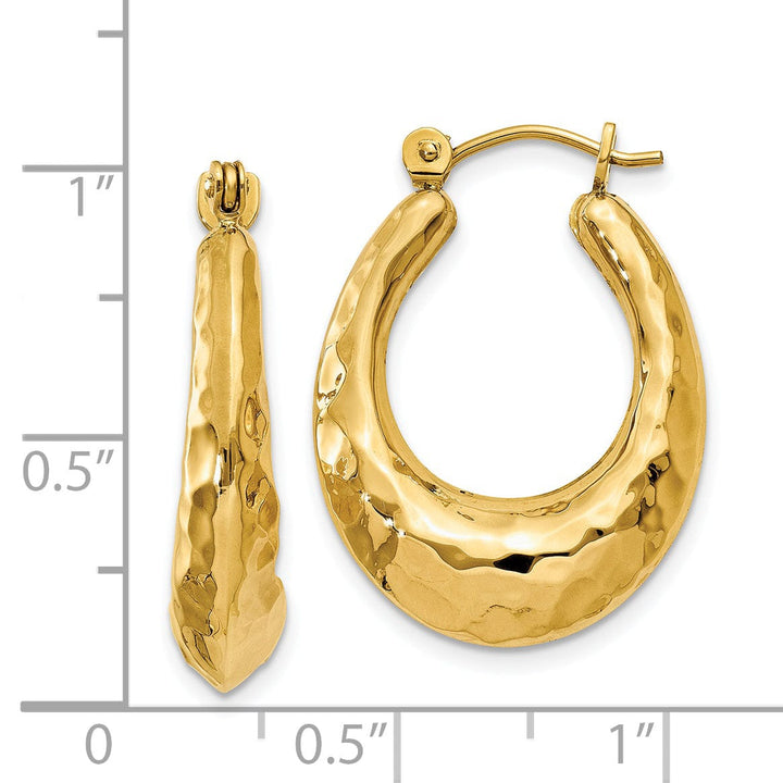 Lovely Rita's Earrings 14k Yellow Gold Hammered Fancy Hoop Earrings